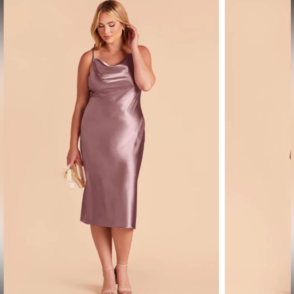 NWT Birdy Grey Lisa midi slip dress in satin dark mauve XL - Picture 2 of 13